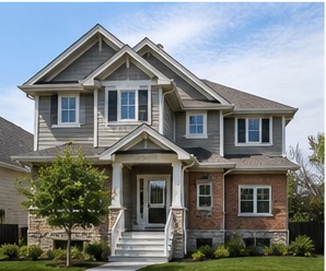 Illustrative generated exterior for a large detached-home equivalent profile in Montreal